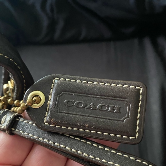 BEAUTIFUL COACH JACQUARD SIGNATURE HOBO DARK BROWN AND LEATHER - Picture 4 of 10